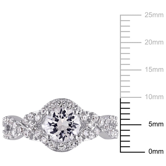 Women'S Created Sapphire Sterling Silver Engagement Ring